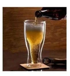 Linanware Şişe Tasarımlı Çift Cidarlı Cam Bardak Bira Meşrubat 350ML DC106 - Resim 3