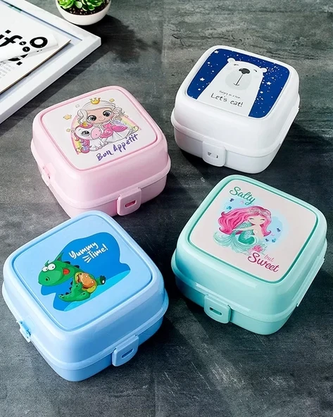 Porky Lol Desenli 4 Bölmeli Çatallı Beslenme Kabı - Diyet Kabı - 2