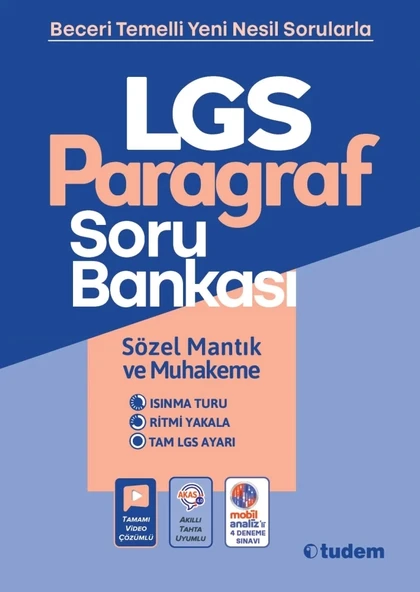 TUDEM YAYINLARI 8.SINIF LGS PARAGRAF SÖZEL MANTIK MUHAKEME SORU BANKASI