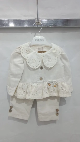 uğurböceğiçocuk Dantel Yaka Bebek Takım 7268