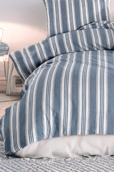 Upstyle Sport Çizgili Nevresim Takımı Çift Kişilik Soft Line Lacivert - 2