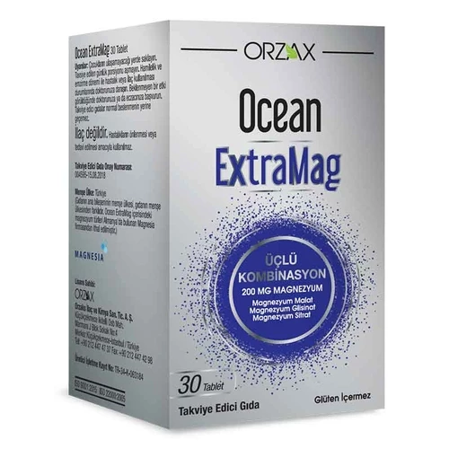 Orzax Ocean ExtraMag Üçlü Kombinasyon Takviye Edici Gıda 30 Tablet