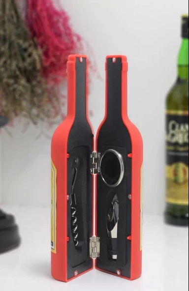 Şişe Tirbuşon Seti Küçük Kırmızı Alk2627 ürün görseli