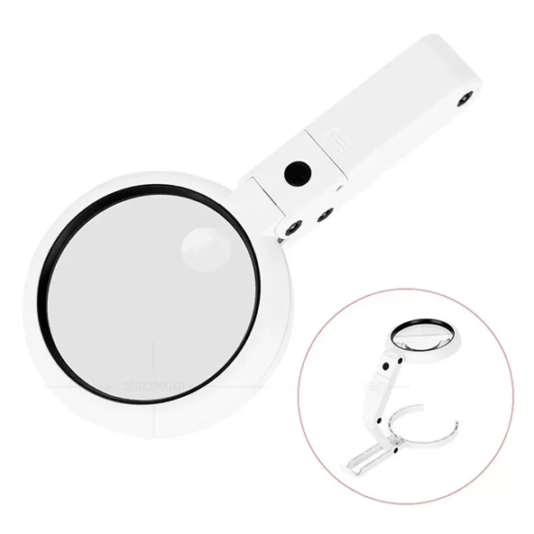 Usb Şarj Edilebilir Katlanabilir 3.510x Büyüteç 8 Ledli Masa Ve Eliçin  Taşınabilir Büyüteç Fs90rc - 2