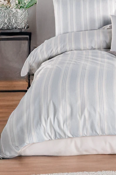 Upstyle Sport Çizgili Nevresim Takımı Çift Kişilik Soft Line Gri - 2