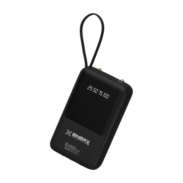 eNeRX Powerbank 10000 mAh 2.0 Amper Dahili Kablolu ENR-P10DC Siyah - 4
