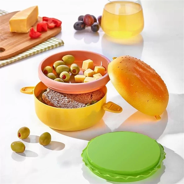Hamburger Görünümlü Beslenme Ve Saklama Kabı - Resim 3