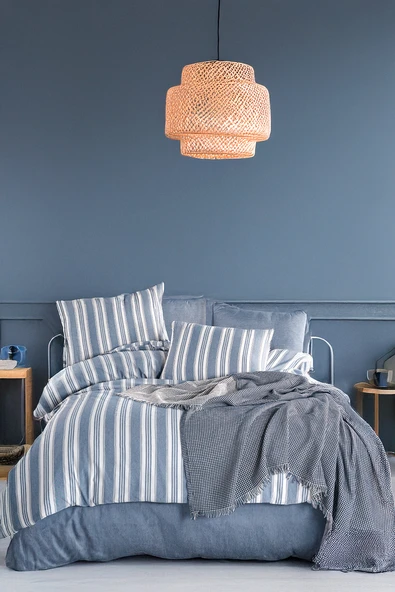 Sport Çizgili Nevresim Takımı Çift Kişilik Juck Lacivert ürün görseli 1