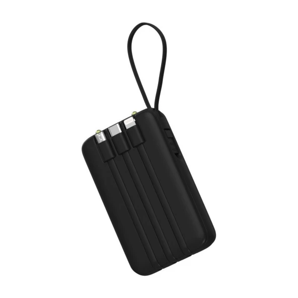 eNeRX Powerbank 10000 mAh 2.0 Amper Dahili Kablolu ENR-P10DC Siyah - 5