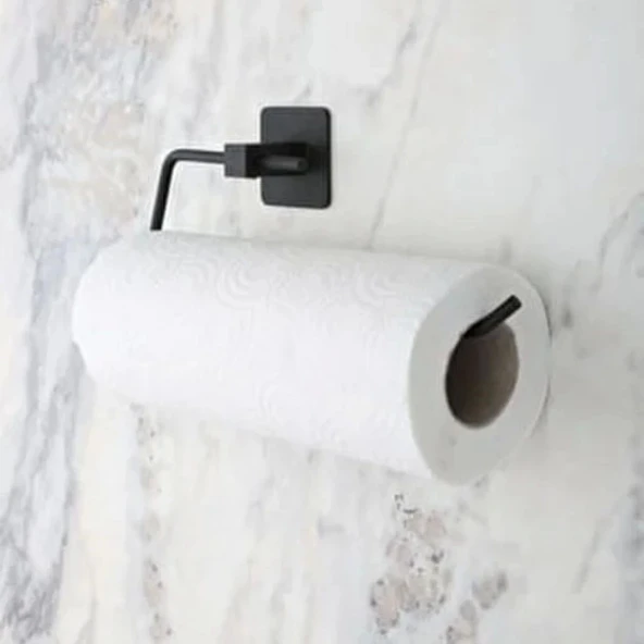 heyf  HEYF® Kendiliğinden Yapışkanlı Siyah Paslanmaz Metal Rulo Havluluk Aparat