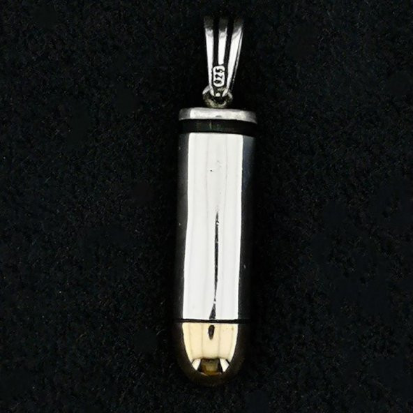 Özel Mermi Tasarımlı 925 Ayar Gümüş Kolye Ucu - 2