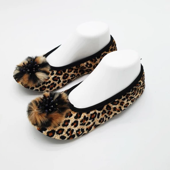 Leopar Desenli Taşlı Ev Babeti Patik - 6