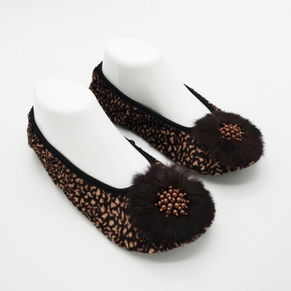 Kahve Ve Krem Renk Karışımlı Babet Ev Patiği - 2