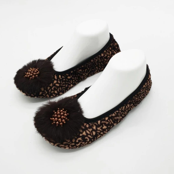 Kahve Ve Krem Renk Karışımlı Babet Ev Patiği - 9