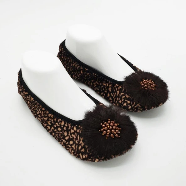 Kahve Ve Krem Renk Karışımlı Babet Ev Patiği - 10