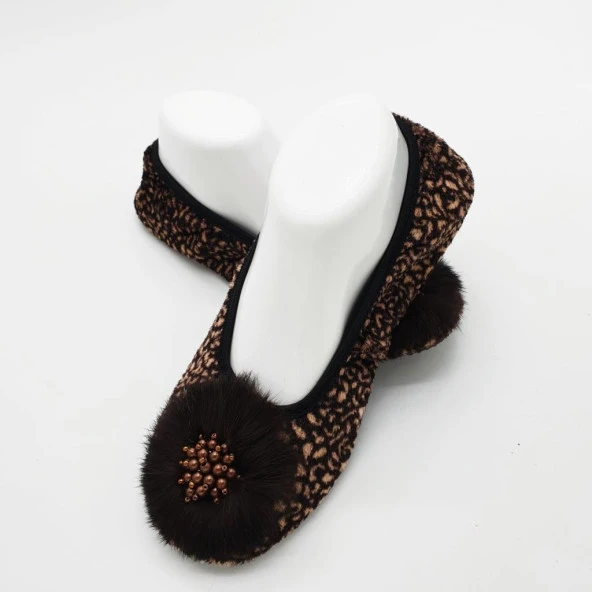 Kahve Ve Krem Renk Karışımlı Babet Ev Patiği - 8