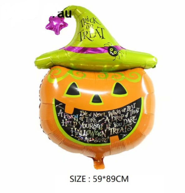 Parti Malzemeleri Halloween Şapkalı Bal Kabağı Folyo Balon