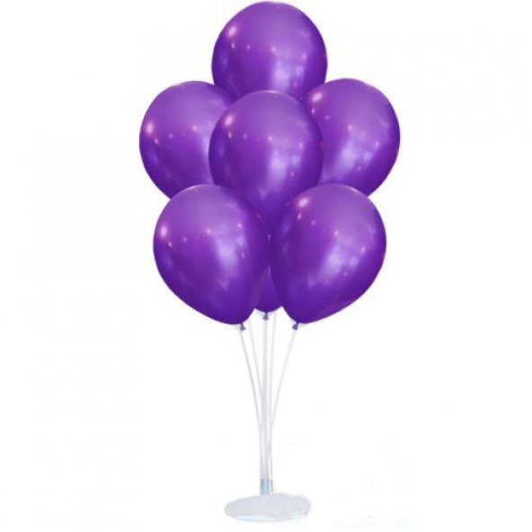 Parti Balon Standı 10 Adet Sedefli Metalik Mor Balon Seti