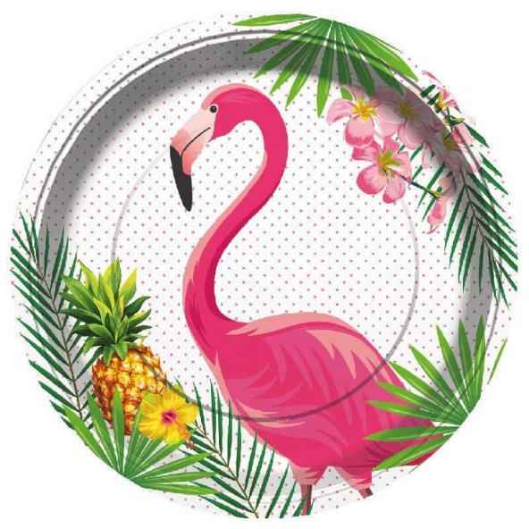 Parti Aksesuar Flamingo Temalı Parti Tabağı 8 Adet