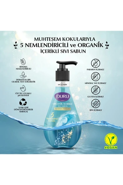Duru Organik Içerikli Tazeliği Sıvı Sabun 500ml,okyanus - Resim 2