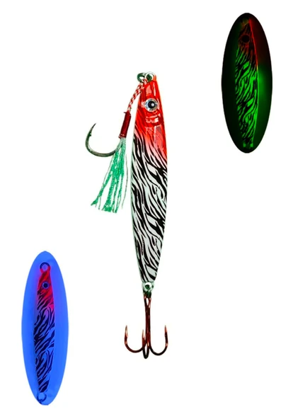 S.F. Sardin Jig 22g - Sahte Yem Kaşık Rapala -Levrek, Palamut, Lüfer, Çinekop, Turna Jig Yem -Zebra Glow