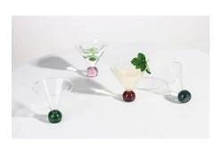 Linanware 4 Adet Set Renkli Küreli Cam Dondurma Sunum ve Tatlı Sunum Kasesi/Bardağı 200 ml DSG-15