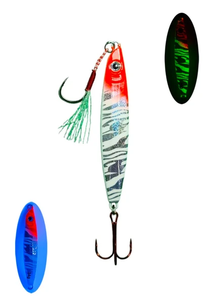 S.F. Sardin Jig 22g - Sahte Yem Kaşık Rapala -Levrek, Palamut, Lüfer, Çinekop, Turna Jig Yem -Zebra Glow