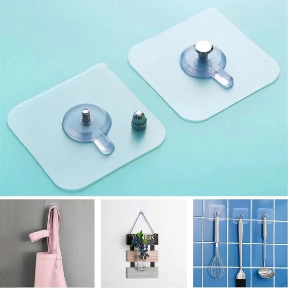 3 Lü Yapışkanlı Mutfak Banyo Raf Tutucu Askı Pin Çerçeve Çok Amaçlı Askısı