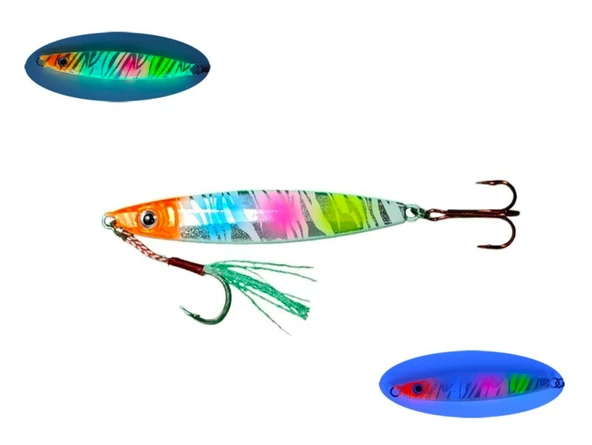 S.F. Sardin Jig 29g - Sahte Yem Kaşık Rapala -Levrek, Palamut, Lüfer, Çinekop, Turna Jig Yem -Zebra Glow - 2