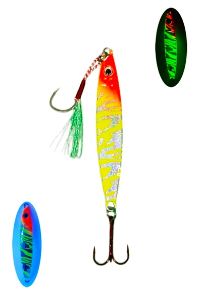 S.F. Sardin Jig 29g - Sahte Yem Kaşık Rapala -Levrek, Palamut, Lüfer, Çinekop, Turna Jig Yem -Zebra Glow