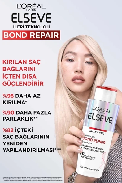 Elseve Bond Repair Tüm Yıpranmalar Için Saç Bağlarını Güçlendirici Şampuan 200ml - Resim 7