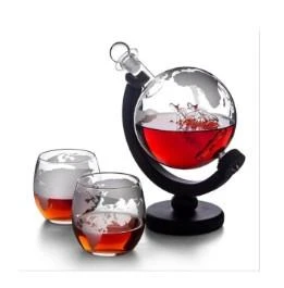 Linanware Dünya Tasarımlı Cam Üflemeli Şişe Set- 2 Bardak 1 Şişe DSG-31