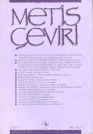 Metis Çeviri 16 Yaz 1991