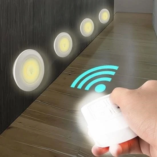 heyf HEYF® 3lü Uzaktan Kumandalı Pilli Yapışkanlı Kablosuz Led Spot Lambalar