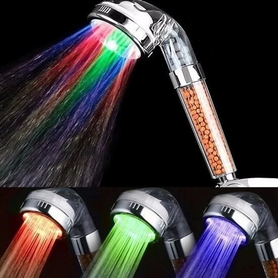 heyf HEYF® Renk Değiştiren Led Işıklı Su Tasarruflu Basınçlı Duş Başlığı