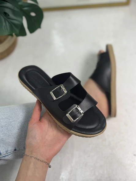 Günlük Kadın Terlik Çift Tokalı Yumuşak Rahat Ortopedik Alçak Taban Ev Bohça Plaj Esnek Ayakkabı 409 - 7