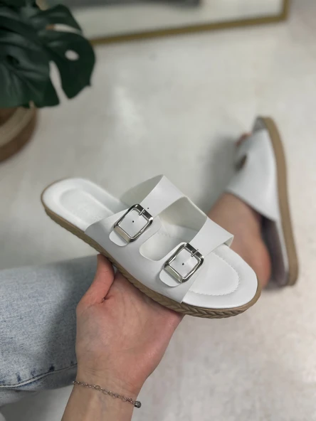 Günlük Kadın Terlik Çift Tokalı Yumuşak Rahat Ortopedik Alçak Taban Ev Bohça Plaj Esnek Ayakkabı 409 - 5