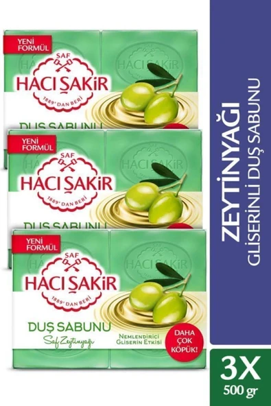 Hacı Şakir Zeytinyağı Gliserinli 3 x 500 G