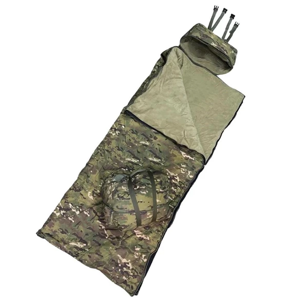 Single Sword Su Geçirmez Kamp&Çadır&Askeri Yazlık&Kışlık Çift Fermuarlı Uyku Tulumu +Taşıma Çantalı, 220x80 cm - 7