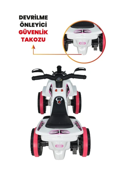 UJ TOYS Müzikli Ve Led Işıklı Buddy Akülü Atv 6v-beyaz Prenses - 6