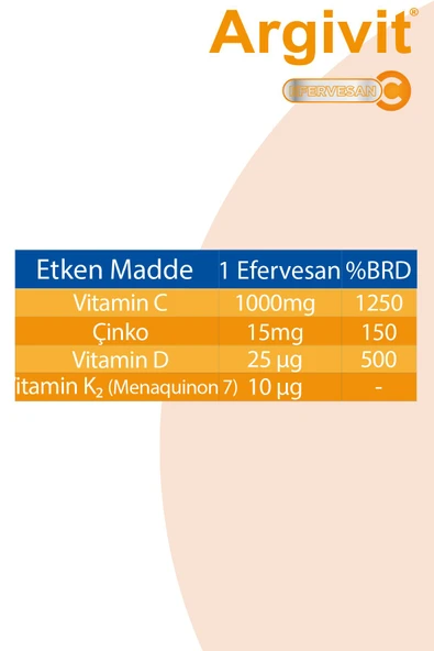 Argivit C Vitamini, Çinko, D Vitamini Ve K2 (menaquinon 7) Vitamini Içeren Takviye Edici Gıda - 7