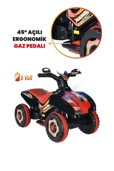 UJ TOYS Müzikli Ve Led Işıklı Akülü Atv 6v Ranger Siyah - 2