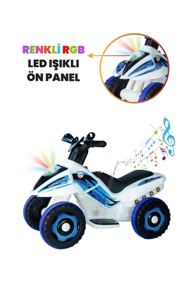 UJ TOYS 9055 Akülü Atv 6 V Safari Beyaz Polis - 6