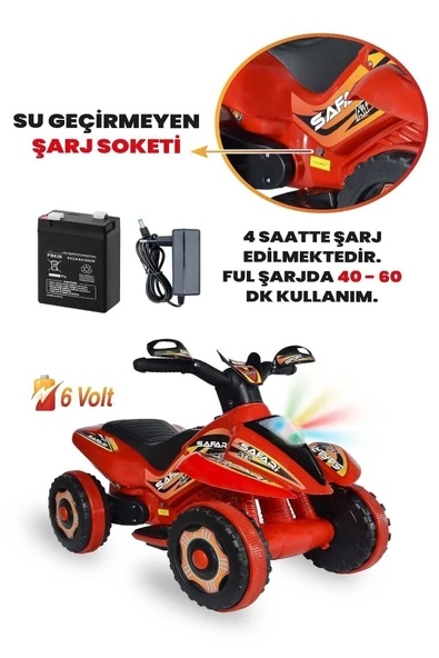 UJ TOYS 9000 Akülü Atv 6 V Safari Kırmızı - 3