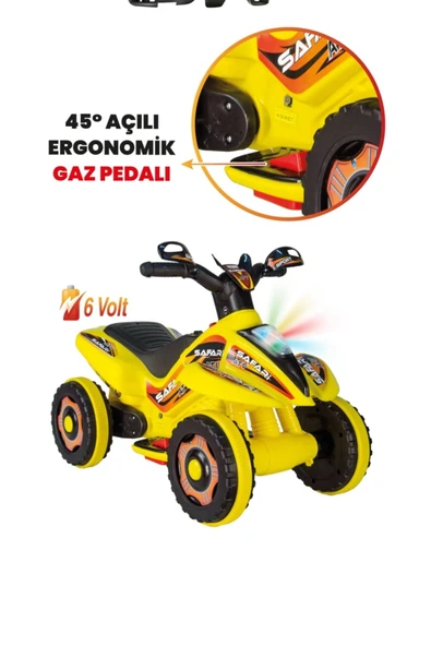 UJ TOYS 9048 Akülü Atv 6 V Safari Sarı - 7