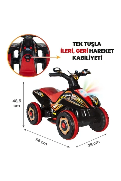 UJ TOYS Müzikli Ve Led Işıklı Akülü Atv 6v Safari Atv Siyah