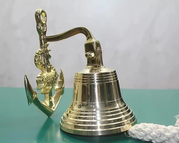 Pirinç Duvara Asmalı Çapalı Çan 6098 ürün görseli 1