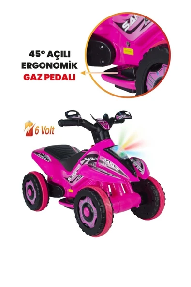UJ TOYS Müzikli Ve Led Işıklı Safari Akülü Atv 6v-pembe - 2