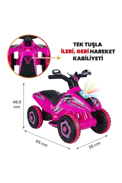 UJ TOYS Uzaktan Kumandalı Akülü Atv 6v Safari-pembe - 3