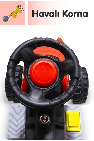 Ujtoys - Akülü 6v Traktör - kırmızı - Resim 4